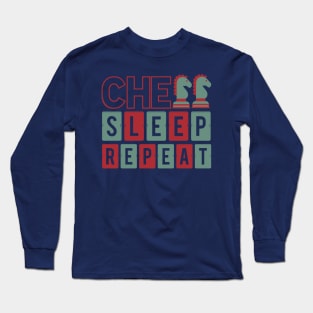 Vintage chess set player Chess Sleep Repeat T-shirt Long Sleeve T-Shirt